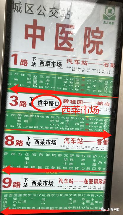公交车站牌线路方向弄反