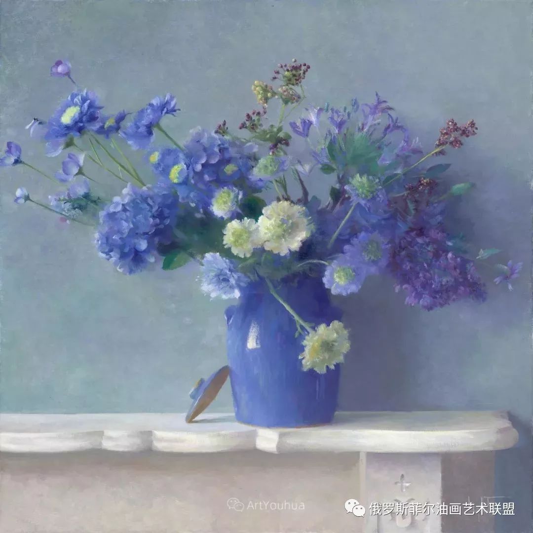 美国女艺术家简莱特曼花卉静物油画作品赏析