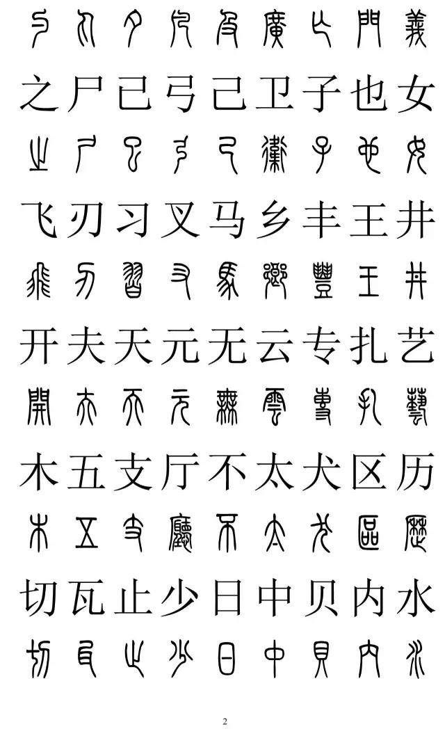 篆书2500字对照表,再也不怕写错了!