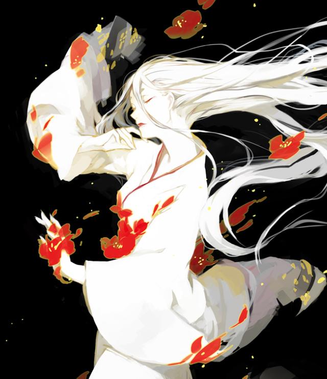 唯美头像:古风手绘插画,白衣少女翩翩起舞,非常引人注目.