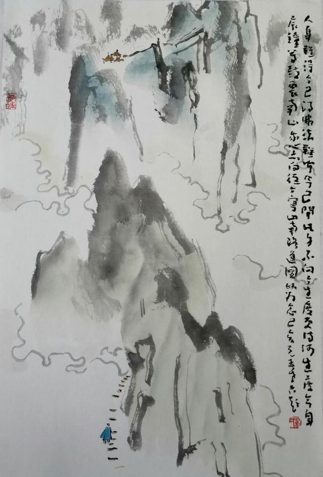 山深庙远(45*30cm)山吹万里风(45*30cm)鹿鸣谷幽行(45*30cm)刘秉贤大