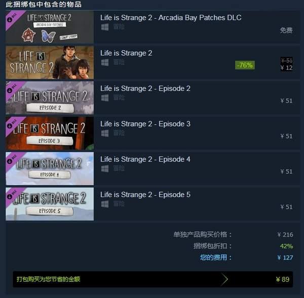 《奇异人生2》完整版上线Steam单购首章优惠仅售12元_肖恩