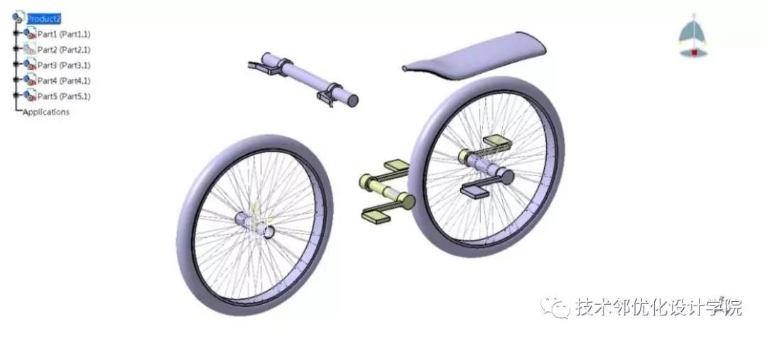 的尺寸,确定该新型自行车的车轮,车把,车座以及脚踏板的位置,在 cad