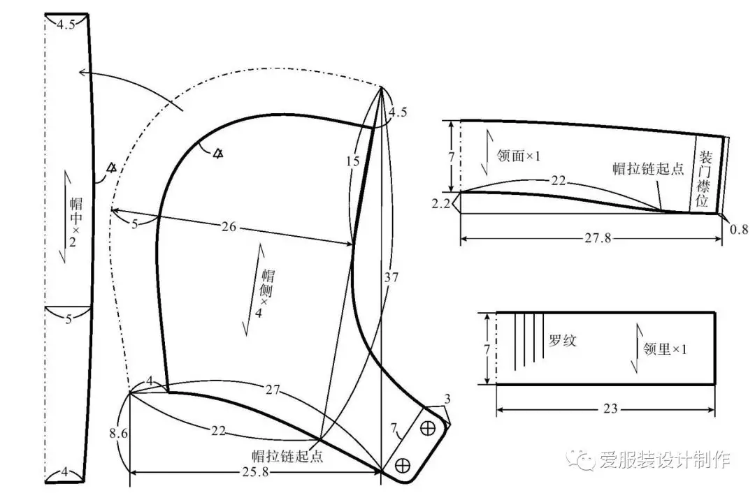 5款羽绒服裁剪的图纸整理