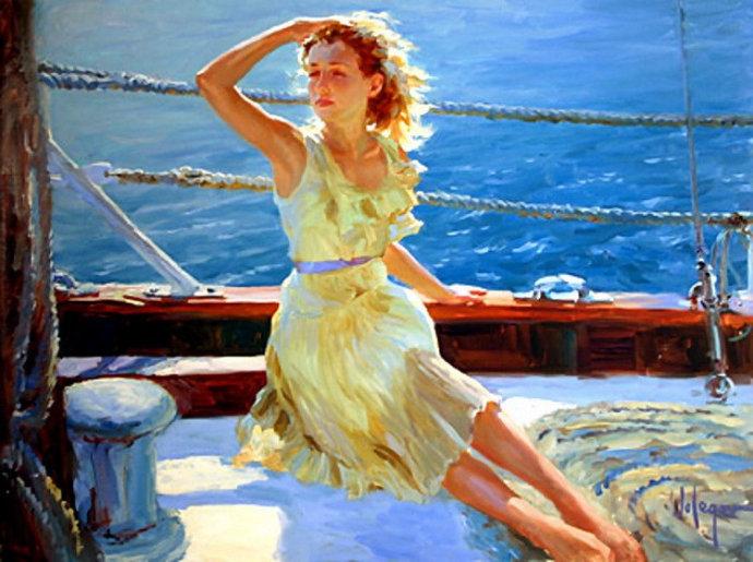 俄罗斯当代画家vladimir volegov——海边女人