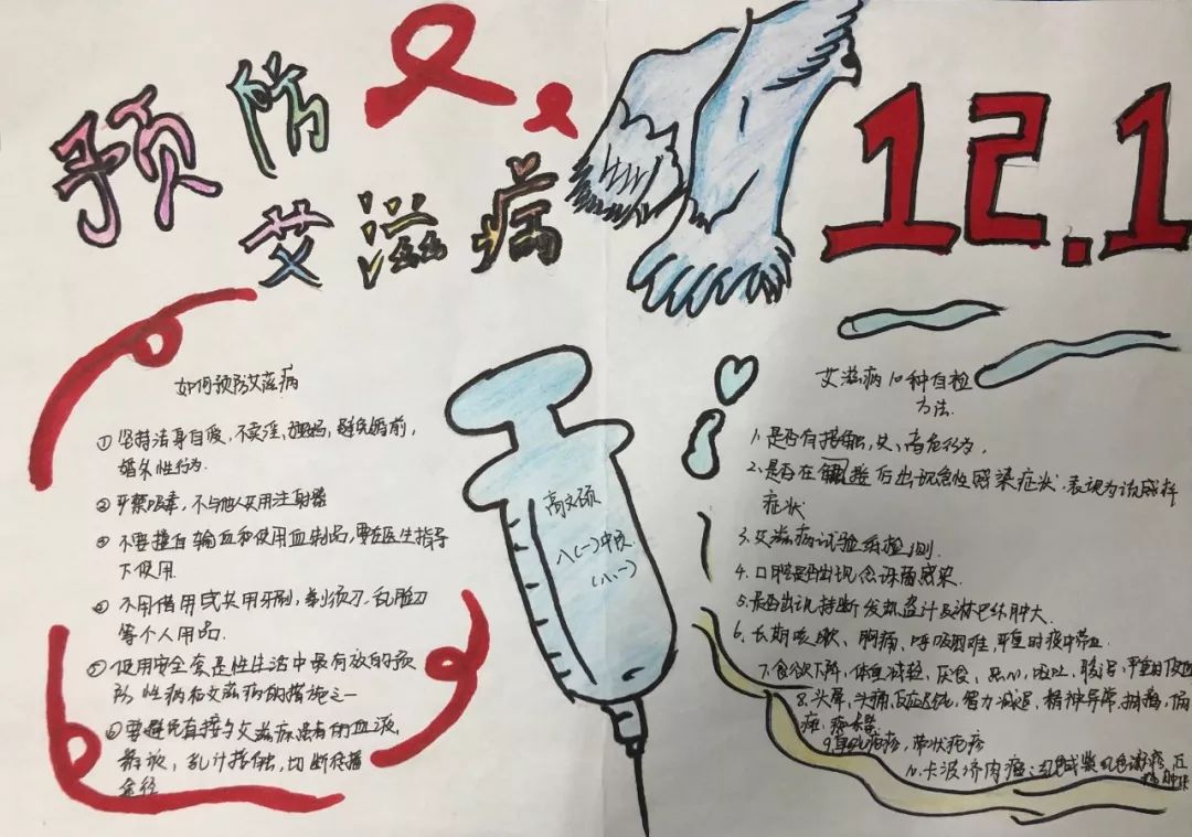 班讯丨知艾防艾健康成长银鹰文昌中学2018级1班举行预防艾滋病手抄报