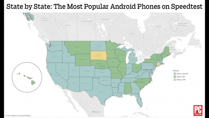 报告：美国各州最受欢迎安卓系统手机为三星
