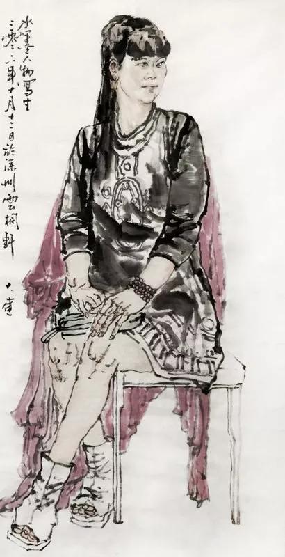 张健作品 水墨人物写生之四 中国画家笔下这些示意性的形象借助创作者