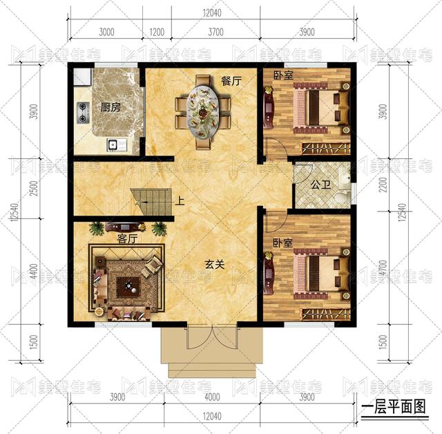 开间12米的复式小洋楼,5卧3厅的布局超实用,建一栋最合适不过