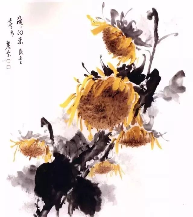 图文教程:彩墨向日葵的绘画技巧