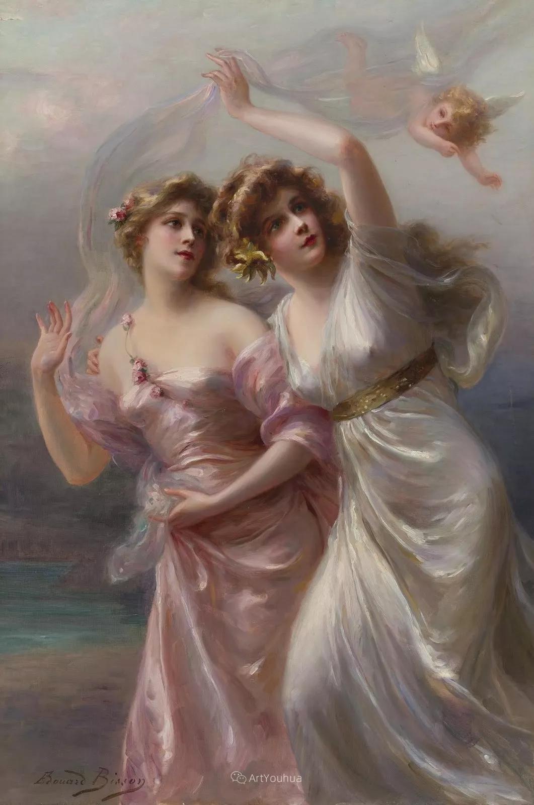 法国画家油画中的仙女身披薄纱迷人