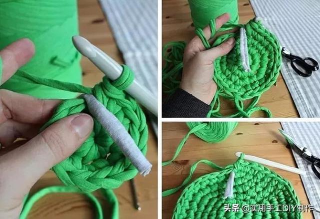 「综合手工」用布条或者粗绳子这样编篮子,美观又实用