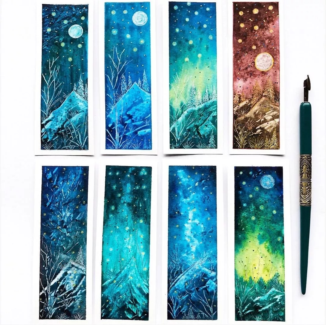 1/ 12 如此绚丽的手绘星空水彩绘画,她却画出了1000种宇宙的样子
