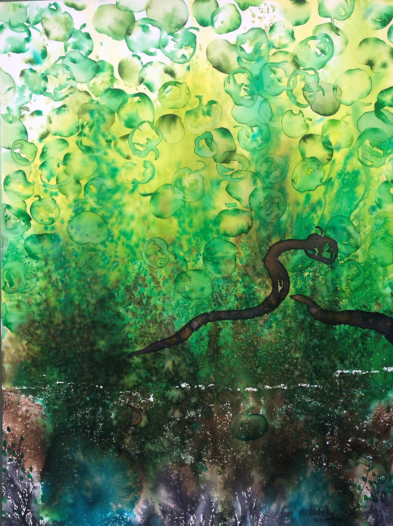 徐秋红《伊甸园》系列之1水彩57×77cm qiuhong xu série le jardin