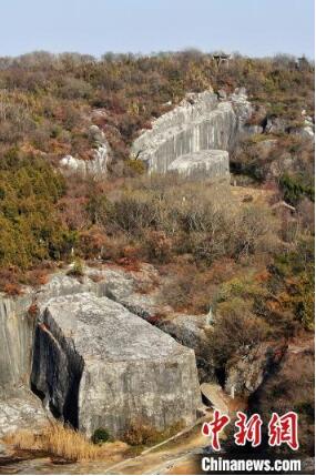 航拍南京阳山碑材 尽显“天下第一碑”雄伟气势