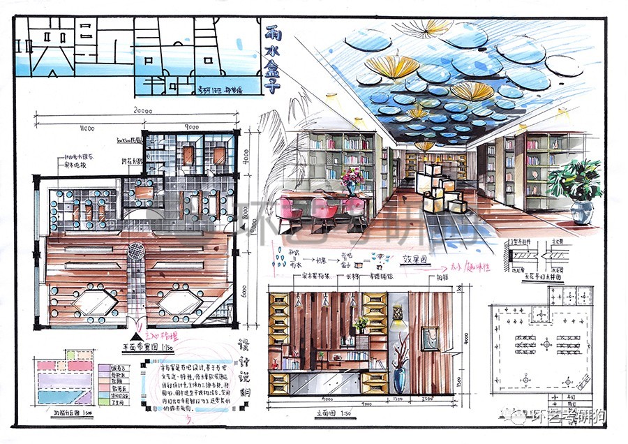 室内快题丨阅读空间书店书吧书房专题作品集锦环艺考研狗