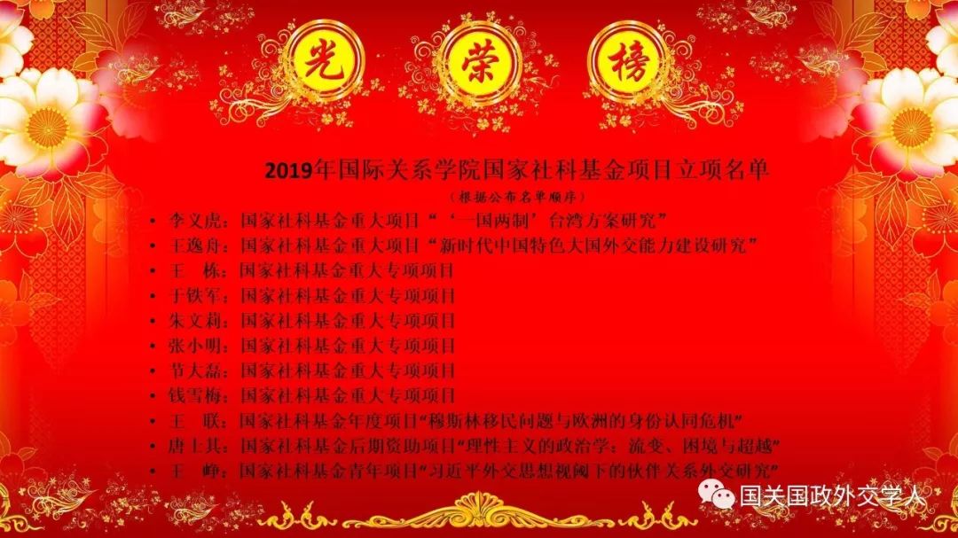 【学界资讯】北大国际关系学院国家社科基金项