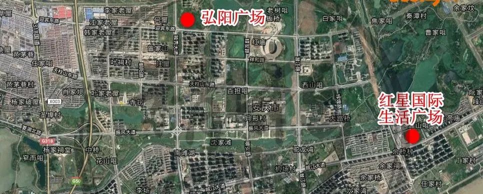 03 弘阳广场 从上图可以很清晰的看出,安庆商业综合体都沿,皖江大道