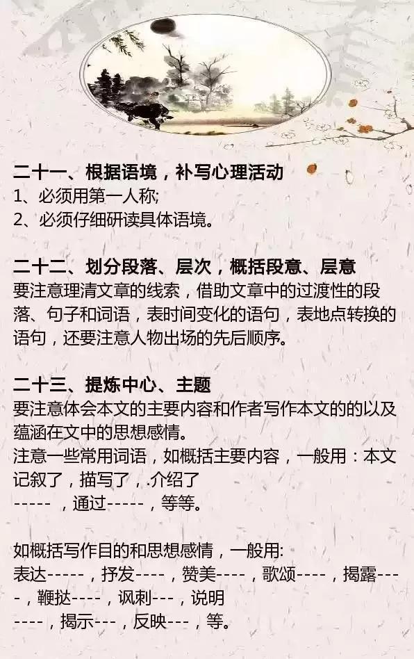 【佳分优学】整理了语文阅读理解的24个万能公式，背熟6年一分不扣！