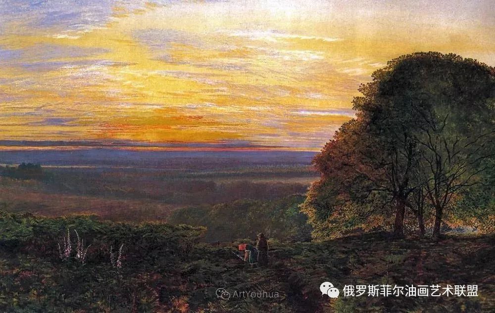 英国画家约翰·阿特金森·格里姆肖黄昏,秋日景色油画欣赏