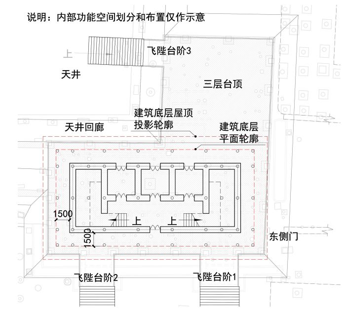 对应一字矩形章华台建筑底层平面图