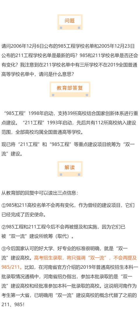 985、211、双一流是什么关系?官方这样答