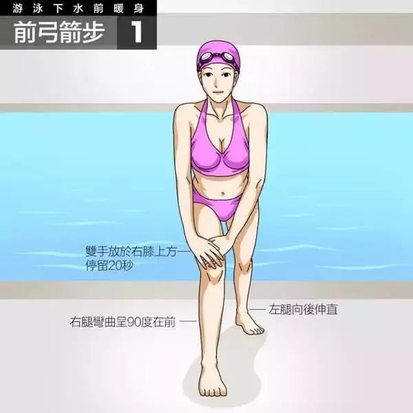 卡通美女教你游泳前怎么热身!