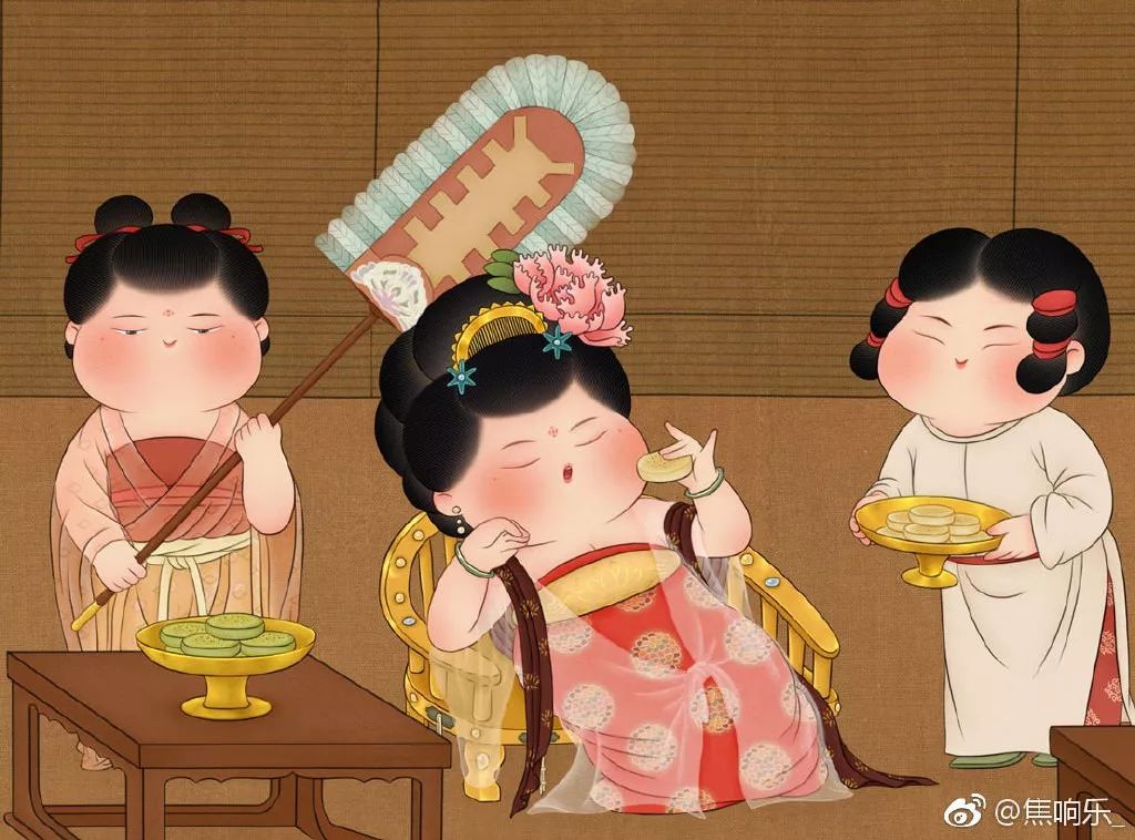 《贵妃的下午茶》 画师从2016年开始画古风胖美人.
