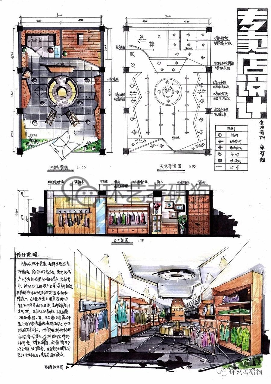 室内快题丨商业展示空间(服装箱包家居茶叶等专卖店)专题作品集锦