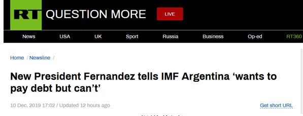 就职典礼上，阿根廷新总统向IMF呼吁：合作，帮我们解决债务危机