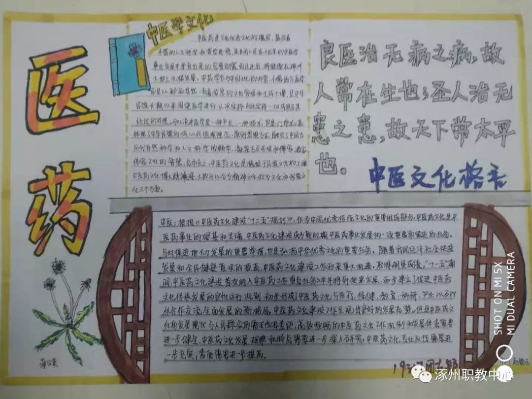 涿职·团委丨"中医药传统文化进校园"主题黑板报,手抄报评比活动