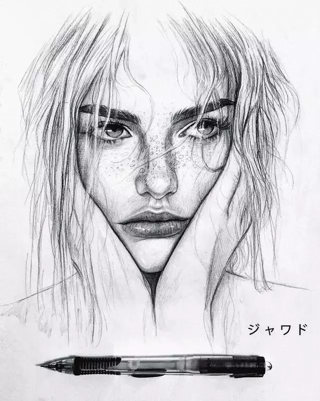 素描人物手绘插画 对比强烈刻画细腻 黑白同样精彩