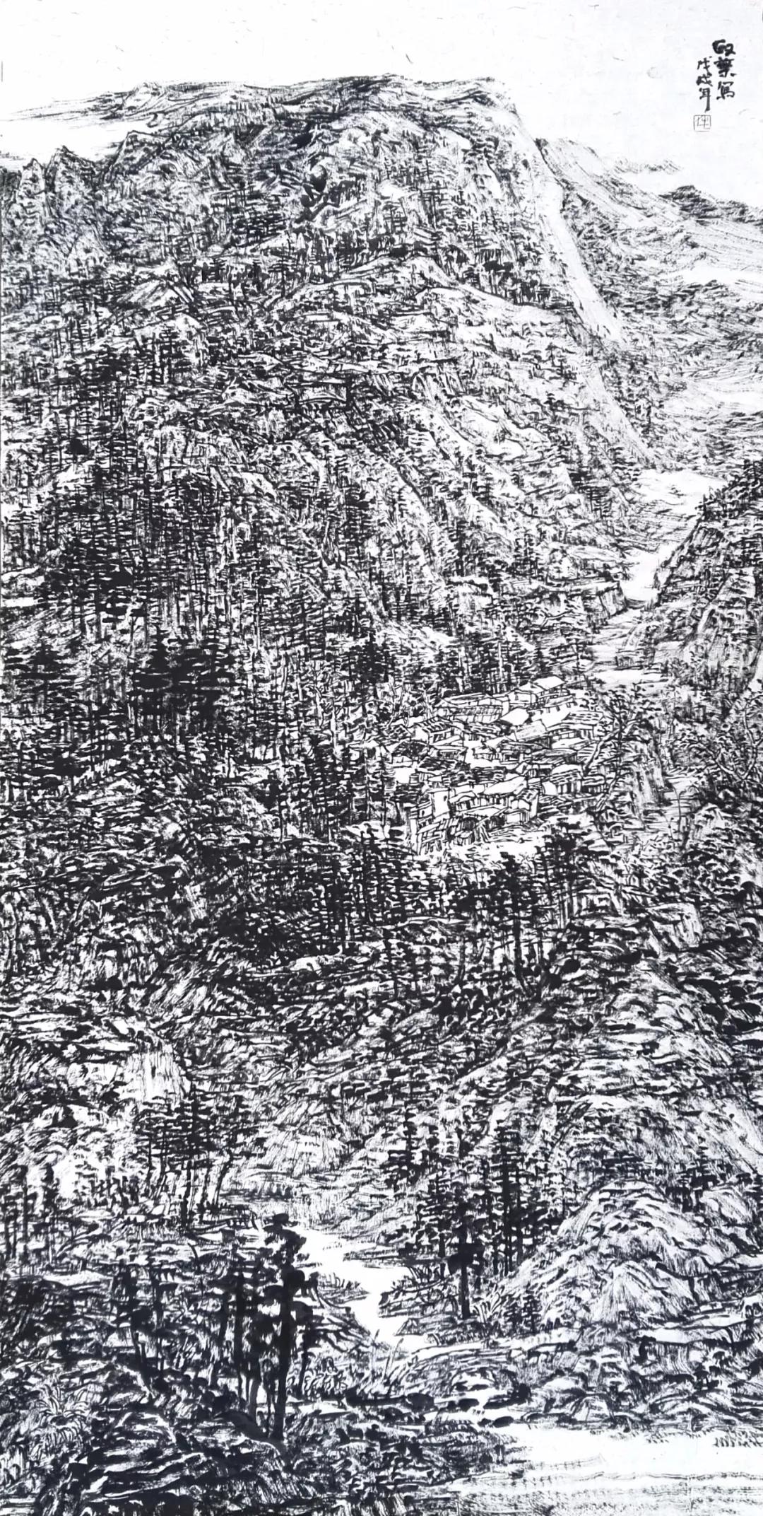 毛政叶焦墨画作品欣赏