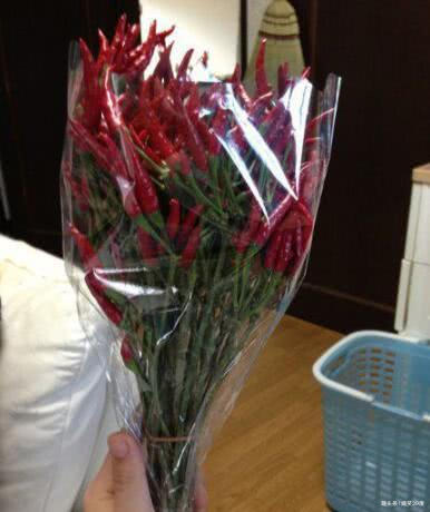 搞笑GIF：男票说要送我一束热辣辣的花，这还真是热辣辣啊！_媳妇