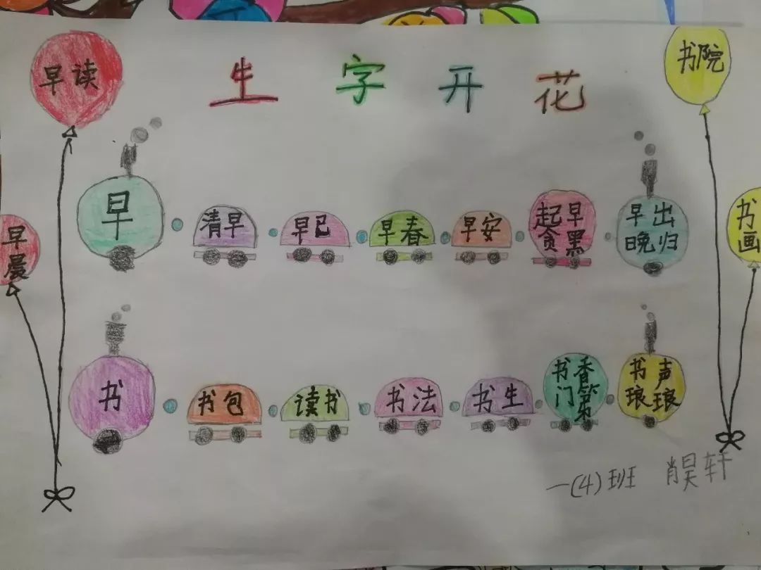 生字开花,智慧开窍!快看一年级萌娃生字开花作品展