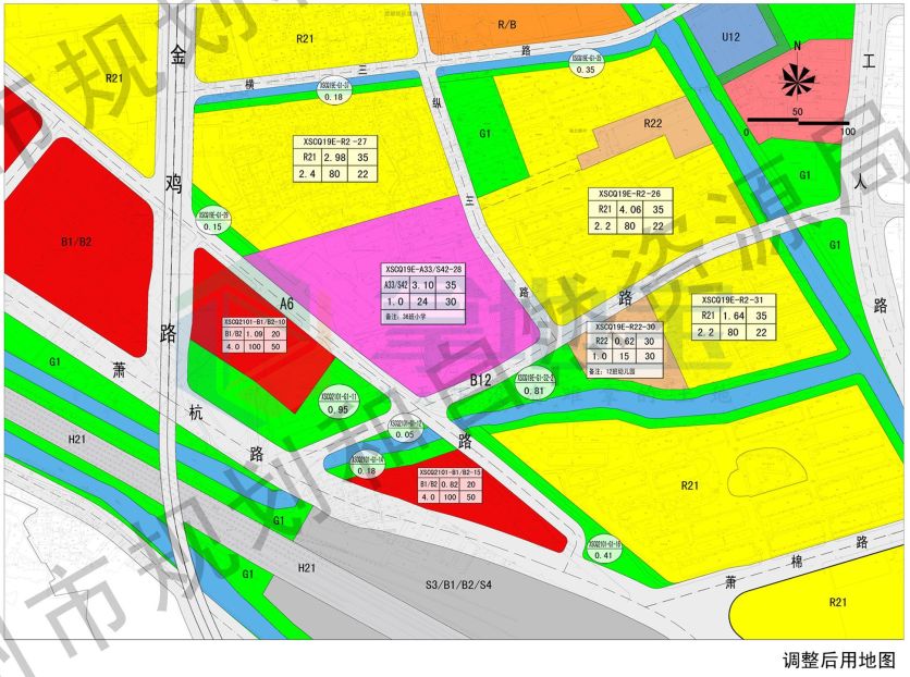 地探萧山北干中单元控规局部调整金鸡路东侧多宗地块指标变更