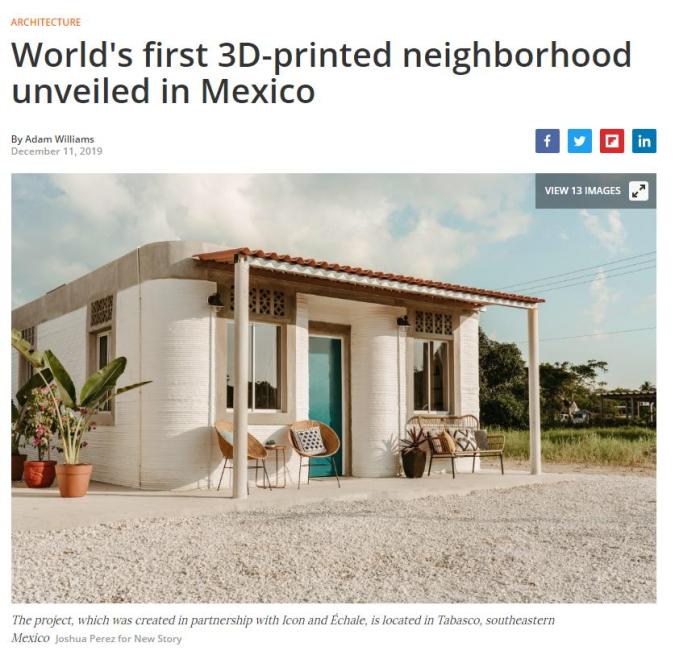 世界 第一個大型 3D 打印社區，出現在墨西哥-尋夢新聞