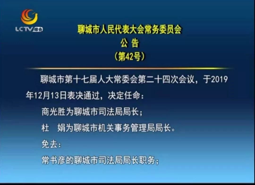 聊城市人大常委会表决通过一批人事任免事项附名单