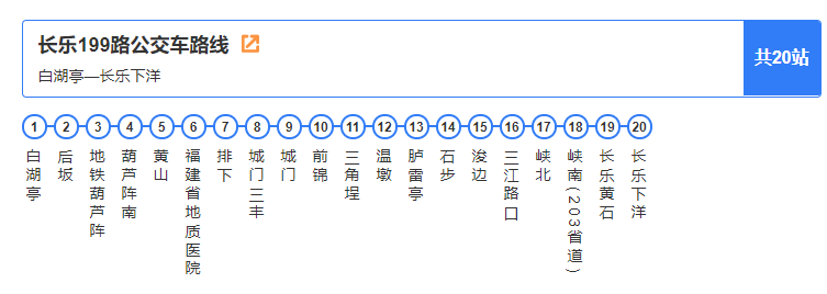 13 (注:点击图片可放大查看) 长乐199路公交车路线 1.白湖亭2.后坂3.