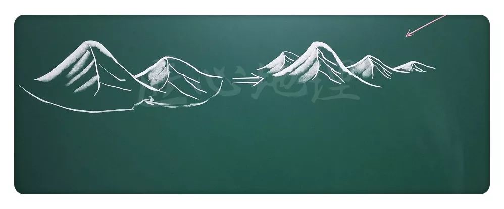 直立岩体如下:细线画轮廓,粗线涂山体.