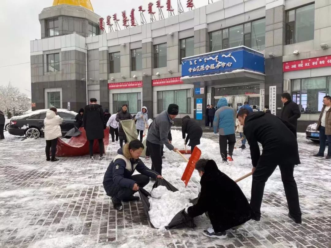 青山区市民大厅开展义务扫雪