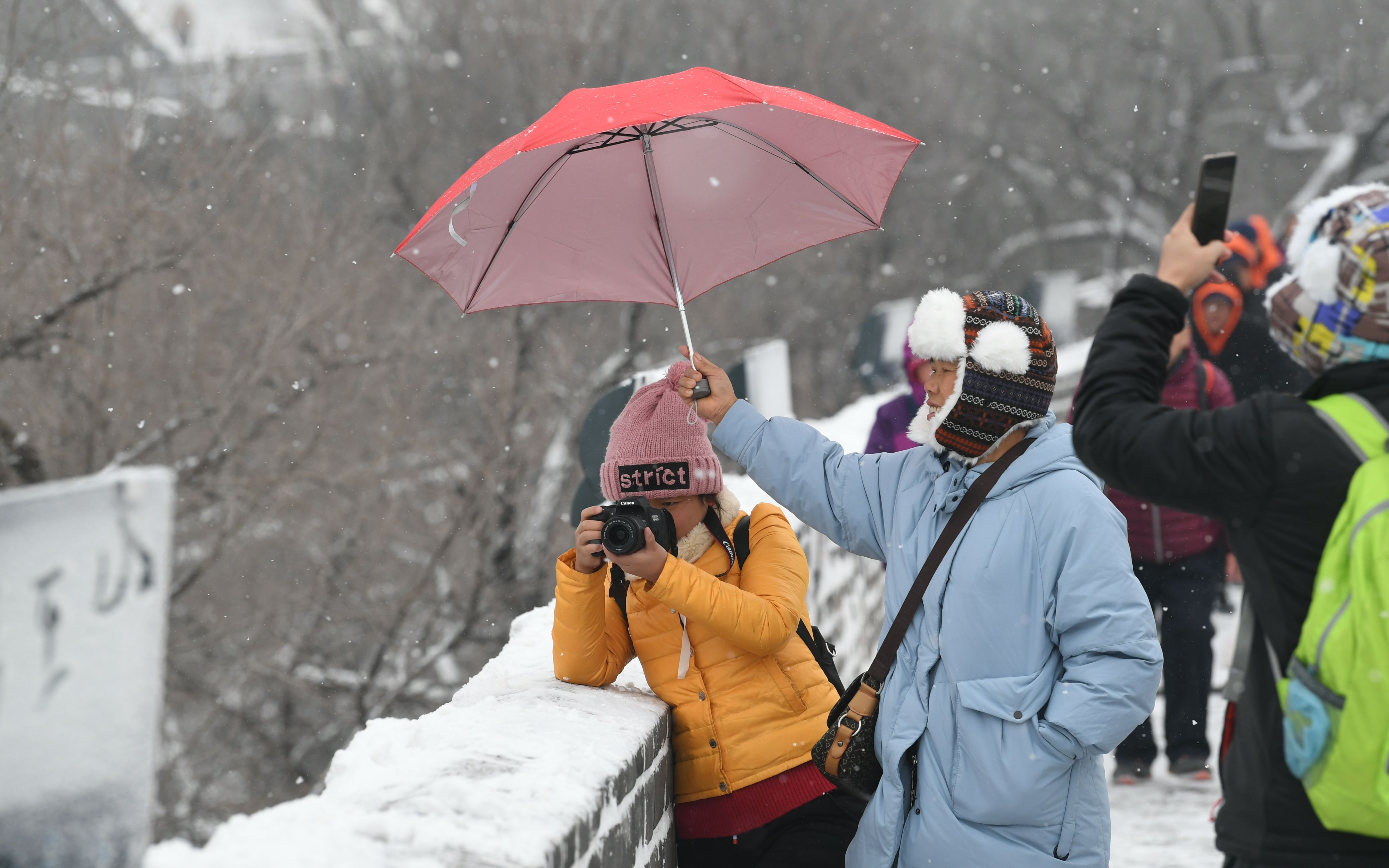 新京报@图集丨长城内外白雪茫茫 游客雪中游延庆八达岭