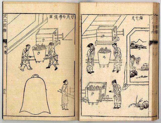 中国17世纪的工艺百科全书明代宋应星的天工开物中插图插画