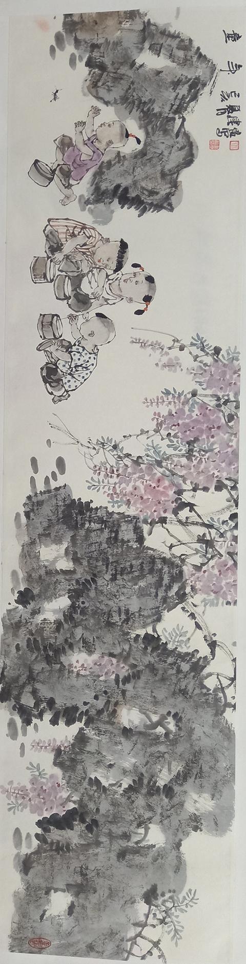 动静适宜,人物呼应,活泼清新,画家姚建广作品欣赏