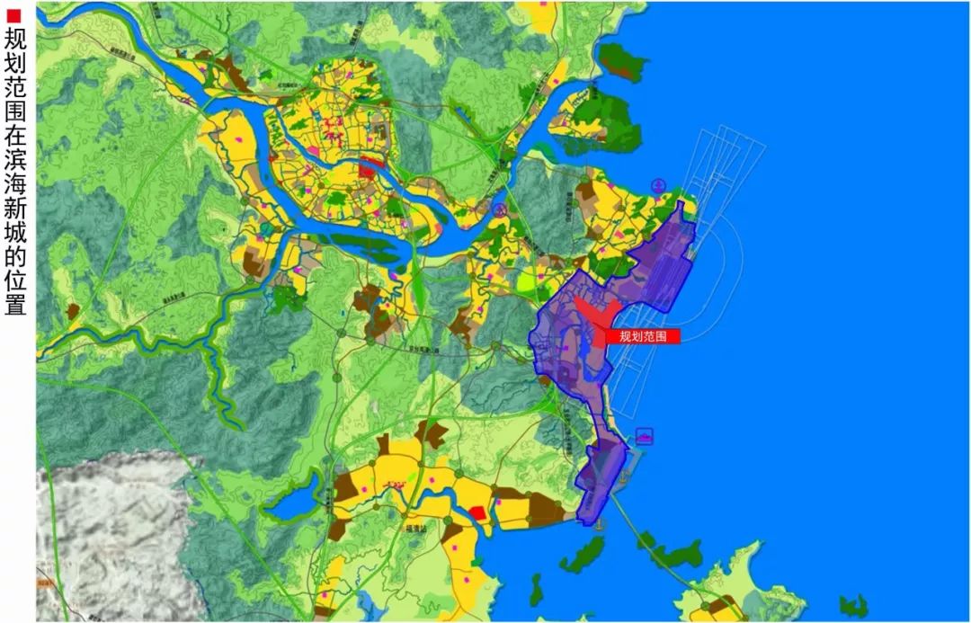 福州滨海新城核心区规划范围东至东海,南至规划东湖路,西至大数据产业