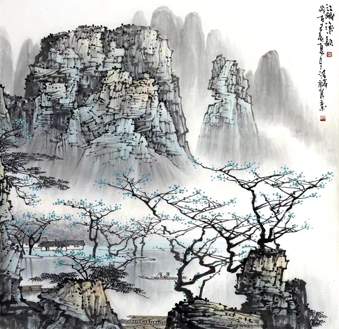 画家莫淇麟简介,画家莫淇麟山水画欣赏