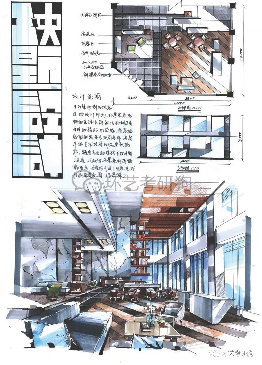 室内快题丨办公空间专题作品集锦环艺考研狗