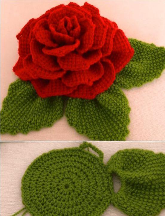 毛线钩针编织玫瑰花,高级感的手工花,就要这样做,附钩编教程