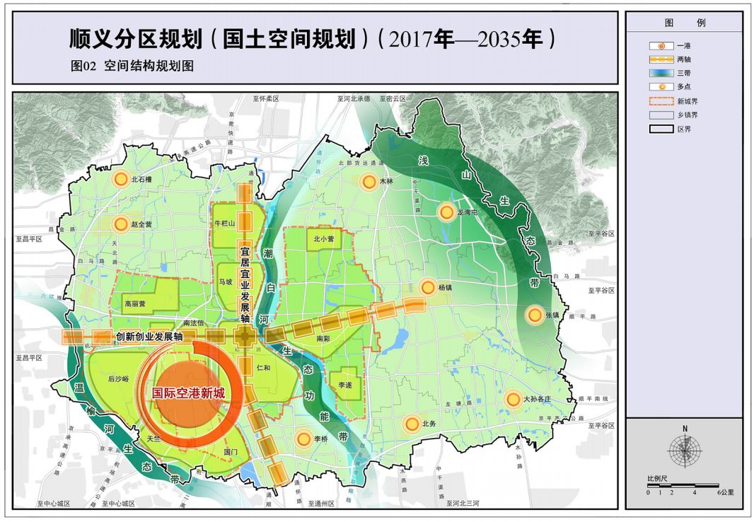 以新城规划范围为边界,进一步划分出仁和,马坡,牛栏山,南法信,国门