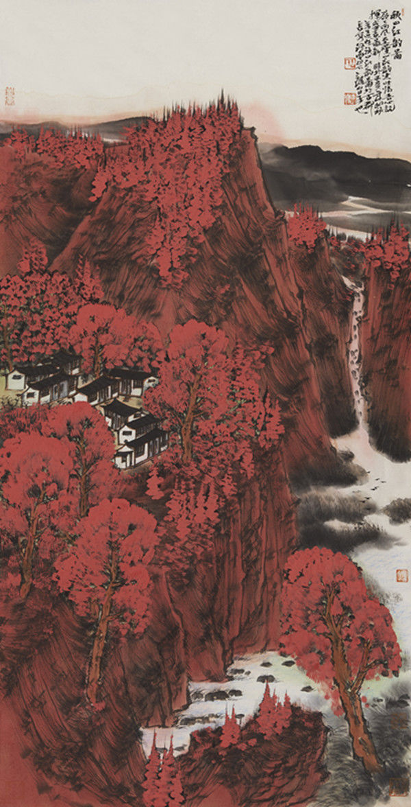 溪山无尽笔墨有情九零后画家王录山重彩山水画赏析